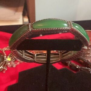 Vintage Green and Silver Bracelet - plastic _ not real